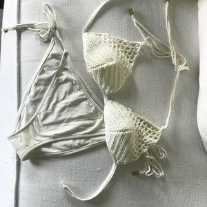 La Perla Crochet Cream Bikini Set